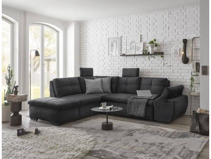 Ecksofa ED EXCITING DESIGN Alija L-Form , schwarz, B:265cm H:107cm T:217cm, 100% Polyester, Sofas, mit Bettfunktion, Bettkasten, Armteilverstellung & Kopfstützen Ecksofa ED EXCITING DESIGN Alija L-Form , schwarz, B:265cm H:107cm T:217cm, 100% Polyester, Sofas, mit Bettfunktion, Bettkasten, Armteilverstellung & Kopfstützen von BAUR