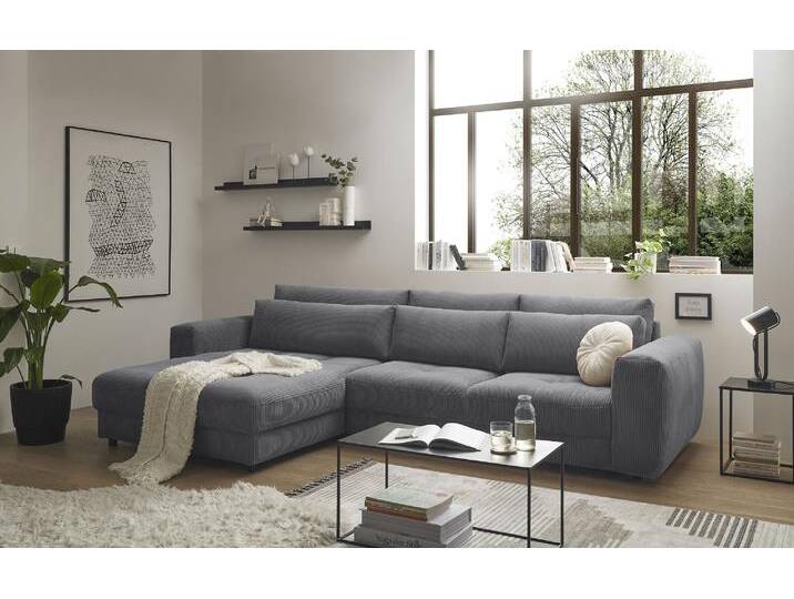 Ecksofa ED EXCITING DESIGN Barura L-Form , grau (dunkelgrau), B:333cm H:90cm T:194cm, 92% Polyester, 8% Nylon, Sofas, mit 3 Nierenkissen von BAUR