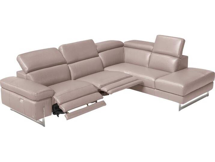 Ecksofa EGOITALIANO Candice, elegant, edel und bequem, erstklassiger Sitzkomfort, L-Form , weiß (paper), B:278cm H:100cm T:221cm, Leder u00bbBULLu00ab (echtes Rindsleder). Geschliffenes, pigmentiertes und behandeltes Rindsleder mit einer Dicke von 1, 3-1, 5 mm. Dieses Leder zeigt eine ziemlich weiche Hand mit einem halb undurchsichtigen Aussehen. Es handelt sich um ein geschütztes Leder. Eine leichte Deckschicht schützt sie vor Flecken, ohne ihre ursprünglichen Eigenschaften zu verändern. Die geschützten Leder kombinieren die Vorteile von Natürlichkeit und Weichheit mit einer guten Beständigkeit gegen Verschleiß und Ausbleichen. Das Vorhandensein der charakteristischen Zeichen, die das Leben des Tieres bestimmen, wie Narben, Körnungsunterschiede, Falten, Adern, Disharmonien in Farbtönen, beweisen ihre absolute Echtheit und großen Wert., Sofas, inkl. 2 elektrischer Relaxfunktionen, Bedienung über Taste an Armlehne von BAUR
