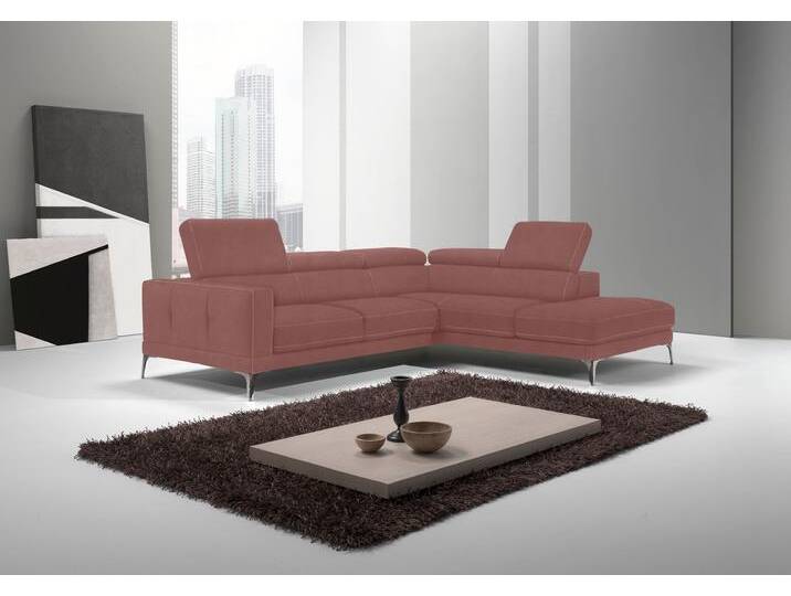 Ecksofa, Rindsleder BULL, Braun (Cedar Wood) 268×226 cm, Kopfteilverstellung, Modern, EGOITALIANO von BAUR