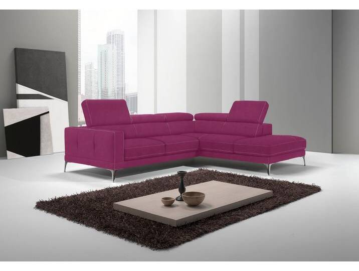 Ecksofa EGOITALIANO Claudie, Designsofa mit extrakomfortablem Sitzkomfort , pink (fuchsia), B:268cm H:97cm T:226cm, Luxus-Microfaser (100% Polyester) Leder u00bbBULLu00ab (echtes Rindsleder). Geschliffenes, pigmentiertes und behandeltes Rindsleder mit einer Dicke von 1, 3-1, 5 mm. Dieses Leder zeigt eine ziemlich weiche Hand mit einem halb undurchsichtigen Aussehen. Es handelt sich um ein geschütztes Leder. Eine leichte Deckschicht schützt sie vor Flecken, ohne ihre ursprünglichen Eigenschaften zu verändern. Die geschützten Leder kombinieren die Vorteile von Natürlichkeit und Weichheit mit einer guten Beständigkeit gegen Verschleiß und Ausbleichen. Das Vorhandensein der charakteristischen Zeichen, die das Leben des Tieres bestimmen, wie Narben, Körnungsunterschiede, Falten, Adern, Disharmonien in Farbtönen, beweisen ihre absolute Echtheit und großen Wert., Sofas, Inkl. Kopfteilverstellung, L-Form von BAUR