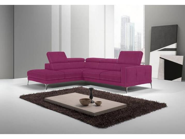 Ecksofa EGOITALIANO Claudie, Designsofa mit extrakomfortablem Sitzkomfort , pink (fuchsia), B:268cm H:97cm T:226cm, Luxus-Microfaser (100% Polyester) Leder u00bbBULLu00ab (echtes Rindsleder). Geschliffenes, pigmentiertes und behandeltes Rindsleder mit einer Dicke von 1, 3-1, 5 mm. Dieses Leder zeigt eine ziemlich weiche Hand mit einem halb undurchsichtigen Aussehen. Es handelt sich um ein geschütztes Leder. Eine leichte Deckschicht schützt sie vor Flecken, ohne ihre ursprünglichen Eigenschaften zu verändern. Die geschützten Leder kombinieren die Vorteile von Natürlichkeit und Weichheit mit einer guten Beständigkeit gegen Verschleiß und Ausbleichen. Das Vorhandensein der charakteristischen Zeichen, die das Leben des Tieres bestimmen, wie Narben, Körnungsunterschiede, Falten, Adern, Disharmonien in Farbtönen, beweisen ihre absolute Echtheit und großen Wert., Sofas, Inkl. Kopfteilverstellung, L-Form von BAUR