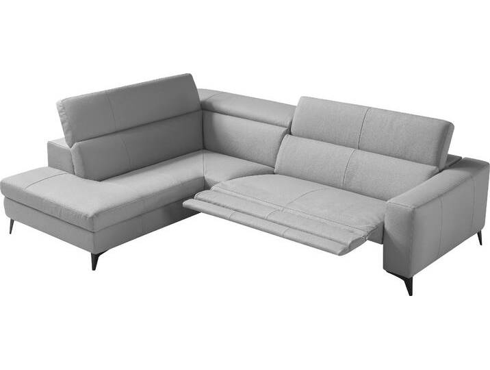 Ecksofa EGOITALIANO Edith, Designsofa mit hohem Sitzkomfort, L-Form , grau (stone), B:269cm H:96cm T:203cm, Leder u00bbBULLu00ab (echtes Rindsleder). Geschliffenes, pigmentiertes und behandeltes Rindsleder mit einer Dicke von 1, 3-1, 5 mm. Dieses Leder zeigt eine ziemlich weiche Hand mit einem halb undurchsichtigen Aussehen. Es handelt sich um ein geschütztes Leder. Eine leichte Deckschicht schützt sie vor Flecken, ohne ihre ursprünglichen Eigenschaften zu verändern. Die geschützten Leder kombinieren die Vorteile von Natürlichkeit und Weichheit mit einer guten Beständigkeit gegen Verschleiß und Ausbleichen. Das Vorhandensein der charakteristischen Zeichen, die das Leben des Tieres bestimmen, wie Narben, Körnungsunterschiede, Falten, Adern, Disharmonien in Farbtönen, beweisen ihre absolute Echtheit und großen Wert., Sofas, inkl. elektrischer Relaxfunktion und manuell verstellbaren Kopfteilen von BAUR