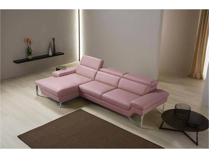 Ecksofa EGOITALIANO Princess, elegantes Designsofa mit erstklassigem Sitzkomfort, L-Form , rosa (altrosa), B:282cm H:95cm T:168cm, Leder NUVOLE (Echtes Rindsleder). Halbnatürliches, halbnarbiges Rindsleder mit einer natürlichen Körnung von 1, 2 bis 1, 4 mm. Dieses Leder hat eine weiche, wachsartige Haptik mit mattem Aussehen und einem Wolkeneffekt. Es handelt sich um ein Naturleder, das die ursprünglichen Eigenschaften der Lederhäute nicht verändert. Das Vorhandensein von verheilten Narben, Körnungsunterschiede, Falten, Adern, Unterschiede in den Farbtönen und andere Spuren, die die Natur auf diesen Fellen hinterlassen hat, sind ein Beweis für die absolute Echtheit und das Zeugnis ihres großen Wertes., Sofas, mit Recamiere, inkl. Kopfteilverstellung, edle Designmetallfüße von BAUR