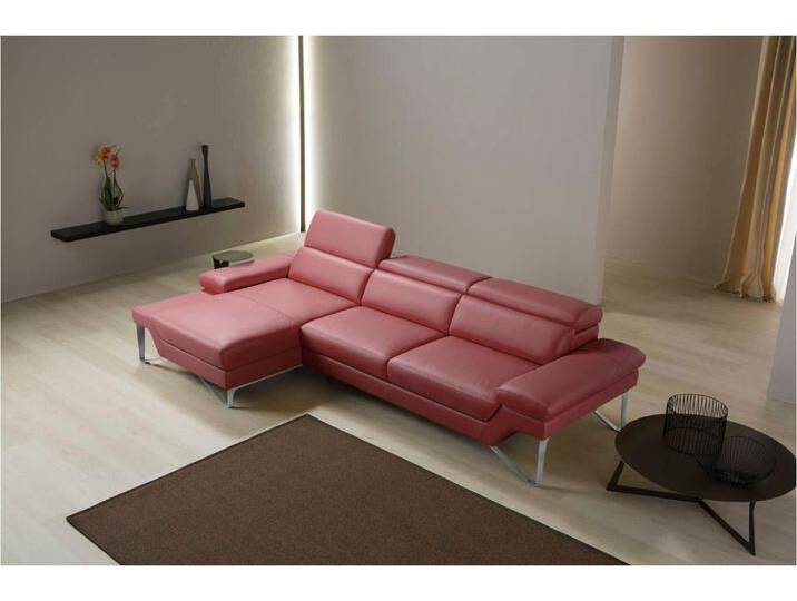 Ecksofa EGOITALIANO Princess, elegantes Designsofa mit erstklassigem Sitzkomfort, L-Form , rot (burgundy), B:282cm H:95cm T:168cm, Leder CAREZZA (echtes Rindsleder) ist ein Naturleder, dass die ursprünglichen Eigenschaften der Haut nicht verändert. Das Vorhandensein von verheilten Narben, Körnungsunterschiede, Falten, Adern, Unterschiede in den Farbtönen und andere Spuren, die die Natur auf diesen Fellen hinterlassen hat, sind ein Beweis für die absolute Echtheit und das Zeugnis ihres großen Wertes., Sofas, mit Recamiere, inkl. Kopfteilverstellung, edle Designmetallfüße von BAUR