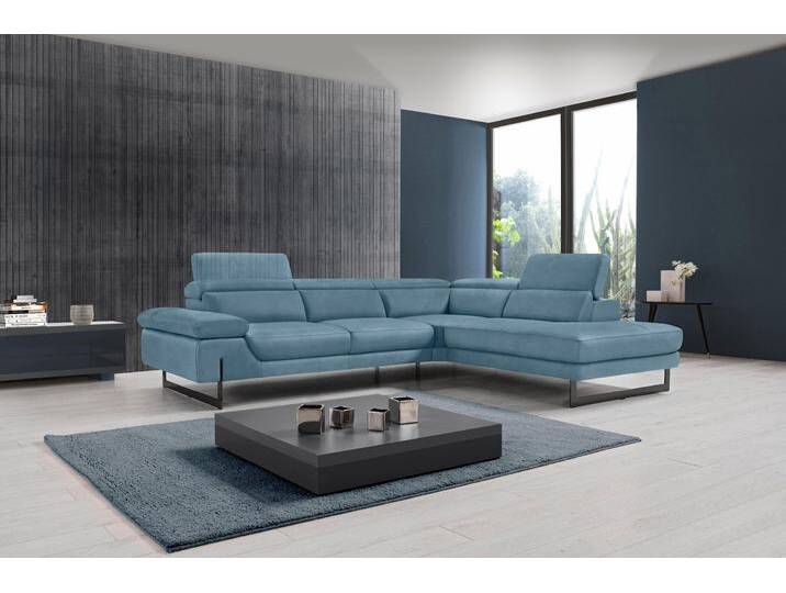 Ecksofa EGOITALIANO Queenie, extravagantes Sofa mit erstklassigem Sitzkomfort , blau (hellblau), B:284cm H:95cm T:108cm, Luxus-Microfaser (100% Polyester) Leder u00bbBULLu00ab (echtes Rindsleder). Geschliffenes, pigmentiertes und behandeltes Rindsleder mit einer Dicke von 1, 3-1, 5 mm. Dieses Leder zeigt eine ziemlich weiche Hand mit einem halb undurchsichtigen Aussehen. Es handelt sich um ein geschütztes Leder. Eine leichte Deckschicht schützt sie vor Flecken, ohne ihre ursprünglichen Eigenschaften zu verändern. Die geschützten Leder kombinieren die Vorteile von Natürlichkeit und Weichheit mit einer guten Beständigkeit gegen Verschleiß und Ausbleichen. Das Vorhandensein der charakteristischen Zeichen, die das Leben des Tieres bestimmen, wie Narben, Körnungsunterschiede, Falten, Adern, Disharmonien in Farbtönen, beweisen ihre absolute Echtheit und großen Wert. Leder u00bbBACIOu00ab (echtes Rindsleder). Halbnarbiges Naturleder mit einer Dicke von 1, 6-1, 8 mm. BACIO hat eine weiche und wachsartige Hand mit halb undurchsichtigem Aussehen. Es handelt sich um ein Naturleder, das die ursprünglichen Eigenschaften der Lederhäute nicht verändert. Das Vorhandensein von verheilten Narben, Körnungsunterschiede, Falten, Adern, Unterschiede in den Farbtönen und andere Spuren, die die Natur auf diesen Fellen hinterlassen hat, sind ein Beweis für die absolute Echtheit und das Zeugnis ihres großen Wertes. Leder u00bbCAREZZAu00ab (Rindsleder). Halbnarbiges Naturleder mit einer Dicke von 1, 2-1, 4 mm. Es hat eine weiche und wachsartige Hand mit halb undurchsichtigem Aussehen. CAREZZA ist ein Naturleder, das die ursprünglichen Eigenschaften der Mäntel nicht verändert. Das Vorhandensein von verheilten Narben, Körnungsunterschiede, Falten, Adern, Unterschiede in den Farbtönen und andere Spuren, die die Natur auf diesen Fellen hinterlassen hat, sind ein Beweis für die absolute Echtheit und das Zeugnis ihres großen Wertes., Sofas, mit verstellbarer Armlehne und Kopfteilen für Wohlfühlkomfort von BAUR