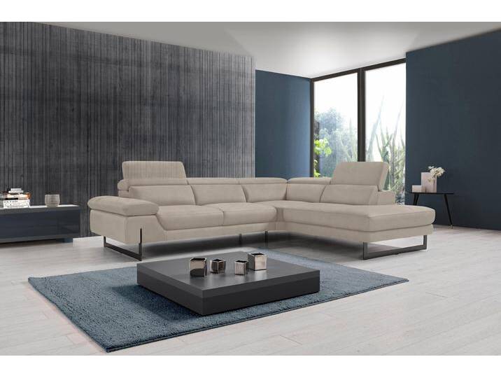 Ecksofa EGOITALIANO Queenie, extravagantes Sofa mit erstklassigem Sitzkomfort , grau (opal grau), B:284cm H:95cm T:108cm, Luxus-Microfaser (100% Polyester) Leder u00bbBULLu00ab (echtes Rindsleder). Geschliffenes, pigmentiertes und behandeltes Rindsleder mit einer Dicke von 1, 3-1, 5 mm. Dieses Leder zeigt eine ziemlich weiche Hand mit einem halb undurchsichtigen Aussehen. Es handelt sich um ein geschütztes Leder. Eine leichte Deckschicht schützt sie vor Flecken, ohne ihre ursprünglichen Eigenschaften zu verändern. Die geschützten Leder kombinieren die Vorteile von Natürlichkeit und Weichheit mit einer guten Beständigkeit gegen Verschleiß und Ausbleichen. Das Vorhandensein der charakteristischen Zeichen, die das Leben des Tieres bestimmen, wie Narben, Körnungsunterschiede, Falten, Adern, Disharmonien in Farbtönen, beweisen ihre absolute Echtheit und großen Wert. Leder u00bbBACIOu00ab (echtes Rindsleder). Halbnarbiges Naturleder mit einer Dicke von 1, 6-1, 8 mm. BACIO hat eine weiche und wachsartige Hand mit halb undurchsichtigem Aussehen. Es handelt sich um ein Naturleder, das die ursprünglichen Eigenschaften der Lederhäute nicht verändert. Das Vorhandensein von verheilten Narben, Körnungsunterschiede, Falten, Adern, Unterschiede in den Farbtönen und andere Spuren, die die Natur auf diesen Fellen hinterlassen hat, sind ein Beweis für die absolute Echtheit und das Zeugnis ihres großen Wertes. Leder u00bbCAREZZAu00ab (Rindsleder). Halbnarbiges Naturleder mit einer Dicke von 1, 2-1, 4 mm. Es hat eine weiche und wachsartige Hand mit halb undurchsichtigem Aussehen. CAREZZA ist ein Naturleder, das die ursprünglichen Eigenschaften der Mäntel nicht verändert. Das Vorhandensein von verheilten Narben, Körnungsunterschiede, Falten, Adern, Unterschiede in den Farbtönen und andere Spuren, die die Natur auf diesen Fellen hinterlassen hat, sind ein Beweis für die absolute Echtheit und das Zeugnis ihres großen Wertes., Sofas, mit verstellbarer Armlehne und Kopfteilen für Wohlfühlkomfort von BAUR