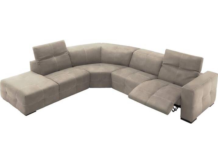 Ecksofa EGOITALIANO Sauvanne, Designsofa der Extraklasse, elegant und bequem , beige (cremeweiß), B:300cm H:100cm T:274cm, Leder »BULL« (echtes Rindsleder). Geschliffenes, pigmentiertes und behandeltes Rindsleder mit einer Dicke von 1, 3-1, 5 mm. Dieses Leder zeigt eine ziemlich weiche Hand mit einem halb undurchsichtigen Aussehen. Es handelt sich um ein geschütztes Leder. Eine leichte Deckschicht schützt sie vor Flecken, ohne ihre ursprünglichen Eigenschaften zu verändern. Die geschützten Leder kombinieren die Vorteile von Natürlichkeit und Weichheit mit einer guten Beständigkeit gegen Verschleiß und Ausbleichen. Das Vorhandensein der charakteristischen Zeichen, die das Leben des Tieres bestimmen, wie Narben, Körnungsunterschiede, Falten, Adern, Disharmonien in Farbtönen, beweisen ihre absolute Echtheit und großen Wert., Sofas, wahlweise mit elektrischer Relaxfunktion, Kopfteilverstellung von BAUR