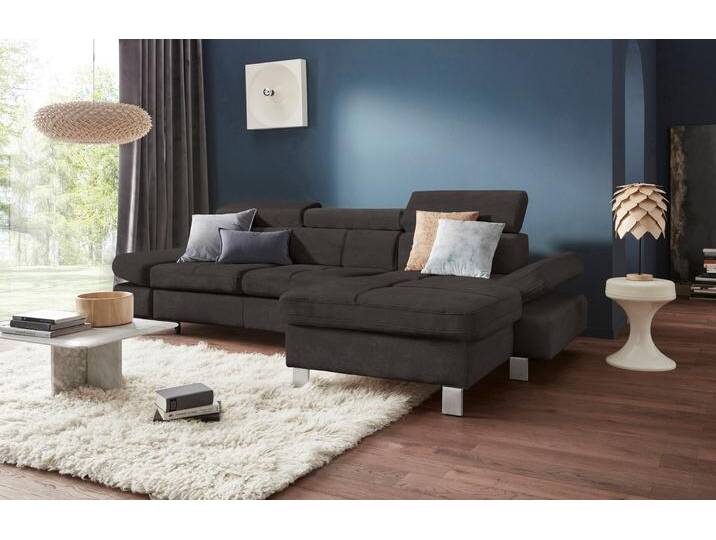 Ecksofa EXXPO - SOFA FASHION Fiji, hochwertige Detailverarbeitung im Sitz und Rücken, L-Form , braun (schoko), B:292cm H:98cm T:167cm, Luxus-Kunstleder, Webstoff (100% Polyester), Webvelours (100% Polyester), Sofas, bequem durch Kopf- und Armteilverstellung, wahlweise mit Bettfunktion von BAUR