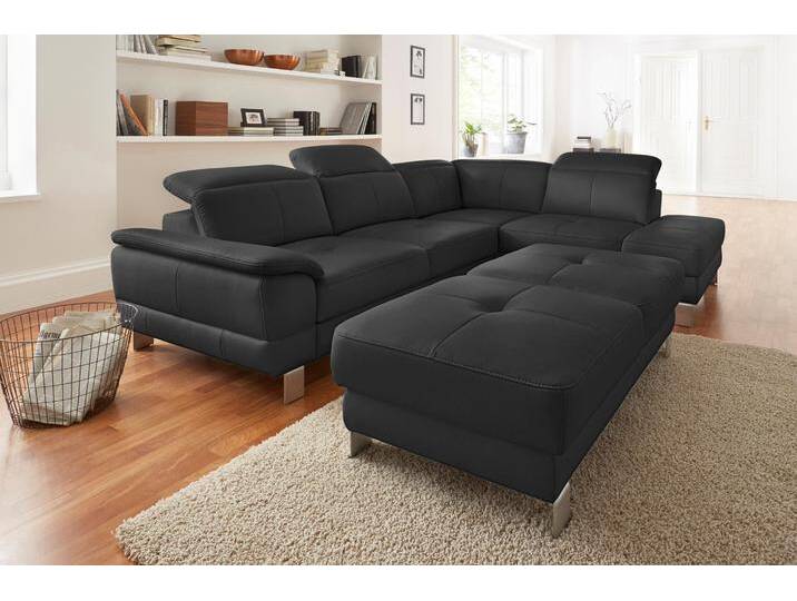 Ecksofa EXXPO - SOFA FASHION Mantua, L-Form , schwarz, B:270cm H:94cm T:104cm, Kunstleder SOFTLUX;NaturLEDER (echtes Rindsleder) in Sitz und Rücken. Korpus in passendem Kunstleder SOFTLUX bezogen, Sofas, mit Kopf- bzw. Rückenverstellung, Bettfunktion u. Bettkasten von BAUR