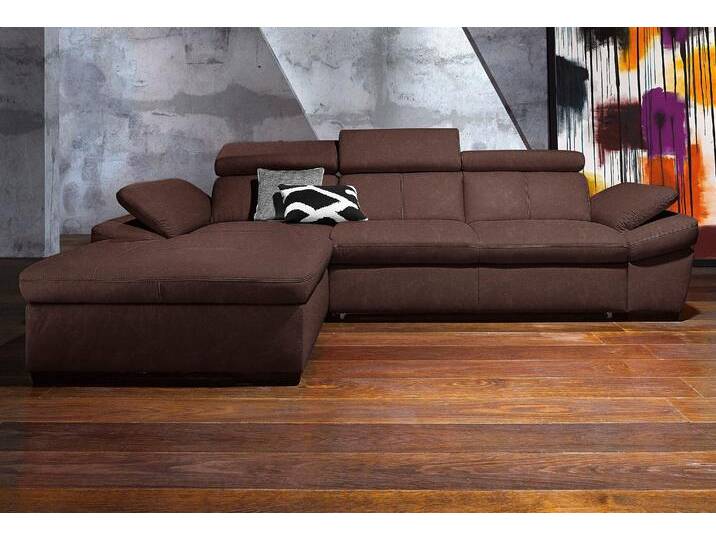 Ecksofa EXXPO - SOFA FASHION Salerno, klassisch modernes Funktionssofa, hoher Sitzkomfort, L-Form , braun (dunkelbraun), B:280cm H:77cm T:170cm, Microfaser-Primabelle (100% Polyester);NaturLEDER;Kunstleder;Lederfaserstoff;Luxus-Microfaser Lederoptik, Sofas, inkl. Kopf- und Armteilverstellung, wahlweise mit Bettfunktion von BAUR