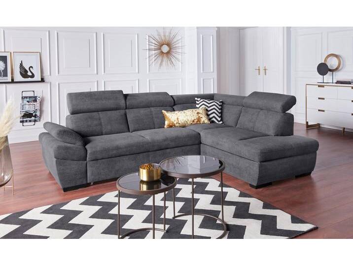Ecksofa EXXPO - SOFA FASHION Salerno, klassisch modernes Funktionssofa, hoher Sitzkomfort, L-Form , grau (anthrazit), B:268cm H:77cm T:204cm, Sofas, inkl. Kopf- und Armteilverstellung, wahlweise mit Bettfunktion von BAUR