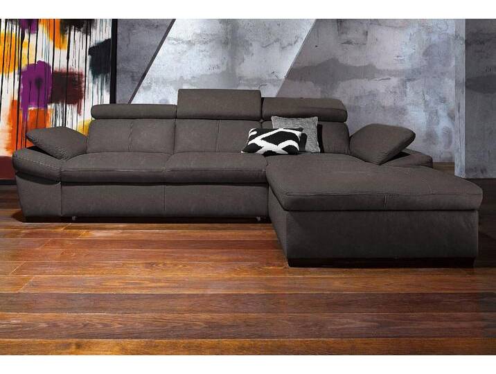 Ecksofa EXXPO - SOFA FASHION Salerno, klassisch modernes Funktionssofa, hoher Sitzkomfort, L-Form , grau (anthrazit), B:280cm H:77cm T:170cm, Microfaser-Primabelle (100% Polyester), NaturLEDER, Kunstleder, Lederfaserstoff, Luxus-Microfaser Lederoptik, Sofas, inkl. Kopf- und Armteilverstellung, wahlweise mit Bettfunktion von BAUR