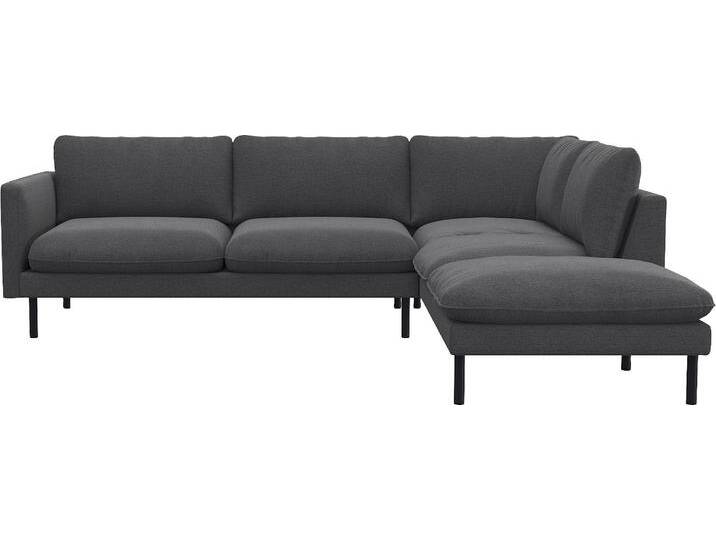 Ecksofa FLEXLUX Bolzano Designsofa, bequem durch Kaltschaum im Sitz, L-Form , grau (dervit grau), B:262cm H:61cm T:222cm, 100% Polyester, Sofas, lose Sitz -& Rückenkissen, hohe Füße von BAUR