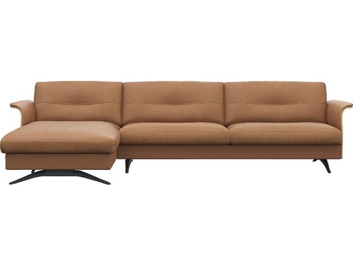 Ecksofa FLEXLUX Glow, super bequem durch hochwertigem Sitzaufbau mit Federkern, L-Form , braun (modern cognac braun), B:305cm H:81cm T:158cm, 100% Echteder, Sofas, Modernes skandinavisches Design von BAUR