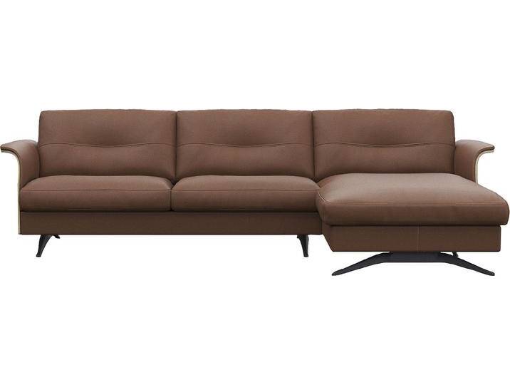 Ecksofa FLEXLUX Glow, super bequem durch hochwertigem Sitzaufbau mit Federkern, L-Form , braun (old chestnut braun), B:273cm H:81cm T:158cm, 100% Echteder, Sofas, Modernes skandinavisches Design von BAUR