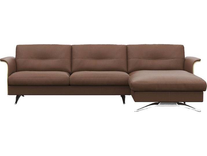 Ecksofa FLEXLUX Glow, super bequem durch hochwertigem Sitzaufbau mit Federkern, L-Form , braun (old chestnut braun), B:273cm H:81cm T:158cm, 100% Echteder, Sofas, Modernes skandinavisches Design von BAUR
