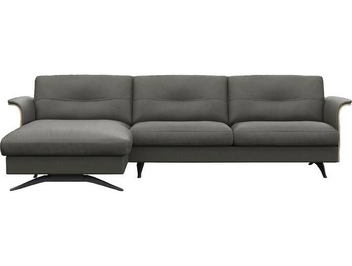 Ecksofa FLEXLUX Glow, super bequem durch hochwertigem Sitzaufbau mit Federkern, L-Form , grau (warm mineral grau), B:273cm H:81cm T:158cm, 100% Echteder, Sofas, Modernes skandinavisches Design von BAUR