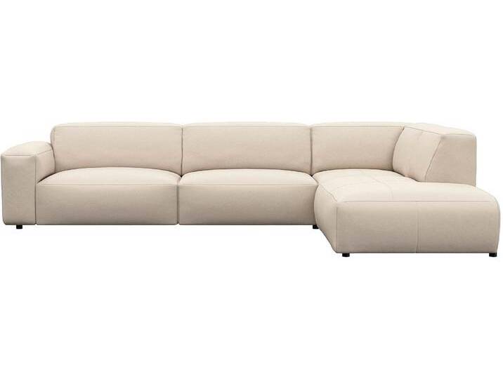 Ecksofa FLEXLUX Lucera, super bequem durch hochwertigen Sitzaufbau mit Kaltschaum , weiß (warm weiß), B:321cm H:73cm T:231cm, 100% Echteder, Sofas, modern & anschmiegsam, L-Form, Designsofa von BAUR
