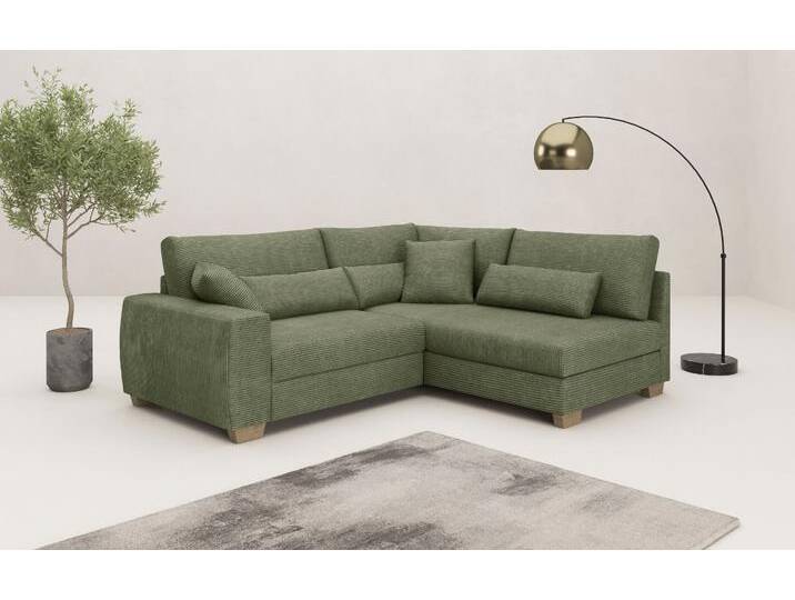 Ecksofa MR. COUCH Hilla L-Form, bis 140 kg belastbar , grün (stripes 8641 grün), B:227cm H:68cm T:190cm, Stripes (92% Polyester / 8% Nylon), Sofas, mit Taschenfederkern, wahlweise mit Bettfunktion, Topseller von BAUR