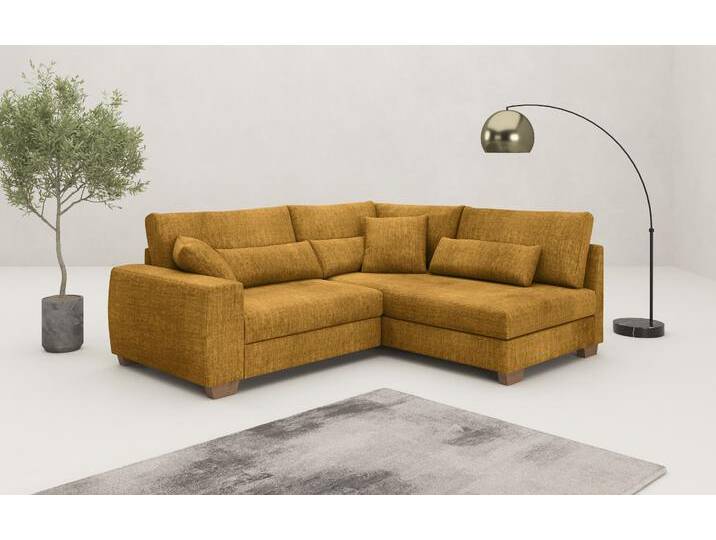 Ecksofa MR. COUCH Hilla L-Form, bis 140 kg belastbar , orange (dolce 9 curry), B:227cm H:68cm T:190cm, Dolce (100% Polyester), Sofas, mit Taschenfederkern, wahlweise mit Bettfunktion, Topseller von BAUR