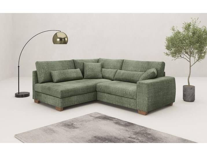 Ecksofa MR. COUCH Hilla L-Form , grün, B:227cm H:68cm T:190cm, Dolce (100% Polyester), Sofas, Mit Federkern, wahlweise mit Bettfunktion und Taschenfederkern von BAUR