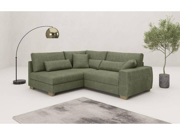 Ecksofa MR. COUCH Helena L-Form , grün, B:227cm H:68cm T:190cm, Novaclean Avanti (100% Polyester), Sofas, Mit Federkern, wahlweise mit Bettfunktion und Taschenfederkern von BAUR