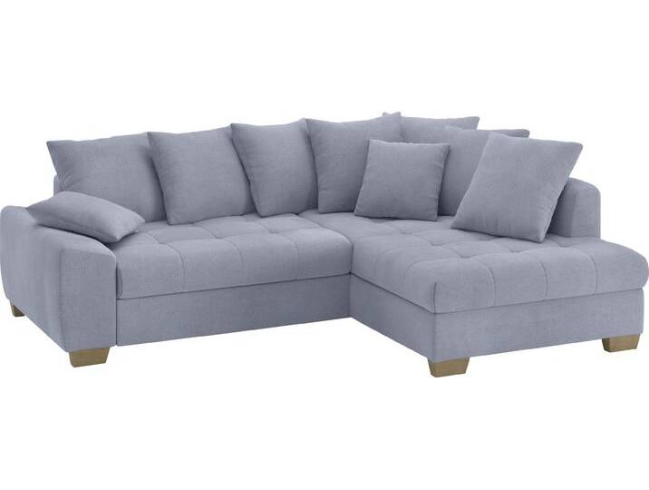 Ecksofa MR. COUCH Nikita II, L-Form, bis 140kg pro Sitzplatz belastbar , blau (memphis 1676 blau grau), B:243cm H:88cm T:190cm, Memphis (Grundgewebe - 100% Polyester; Nutzschicht- 90% Polyester / 10% Polyamide), Sofas, mit Kaltschaumpolsterung, wahlweise mit Bett und Bettkasten von BAUR