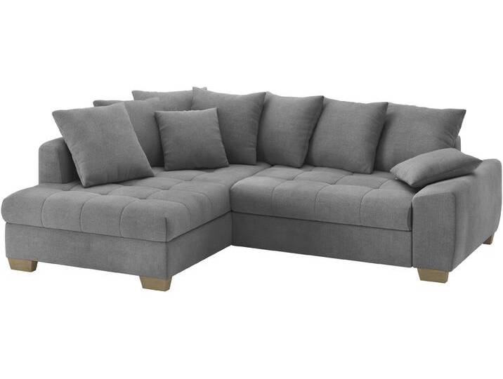 Ecksofa MR. COUCH Nikita II, L-Form , grau, B:243cm H:88cm T:190cm, Memphis (Grundgewebe - 100% Polyester; Nutzschicht- 90% Polyester / 10% Polyamide), Sofas, Wahlweise mit Bettfunktion, Bettkasten & RGB-LED-Beleuchtung von BAUR