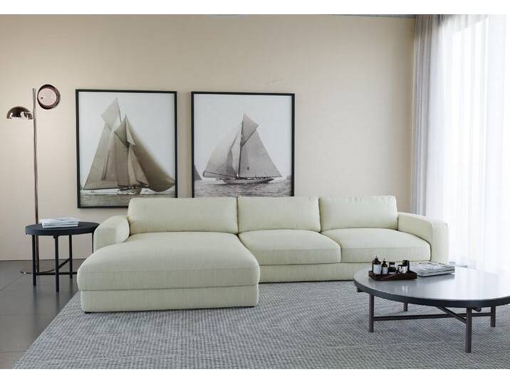 Ecksofa PLACES OF STYLE Bloomfield, bequem und elegant, OTTOs Choice, Breite 303cm, L-Form , beige (cannoli cream), B:303cm H:84cm T:176cm, 88% Polyester 12% Nylon, Sofas, wahlweise mit Bettfunktion und Bettkasten, Topseller von BAUR
