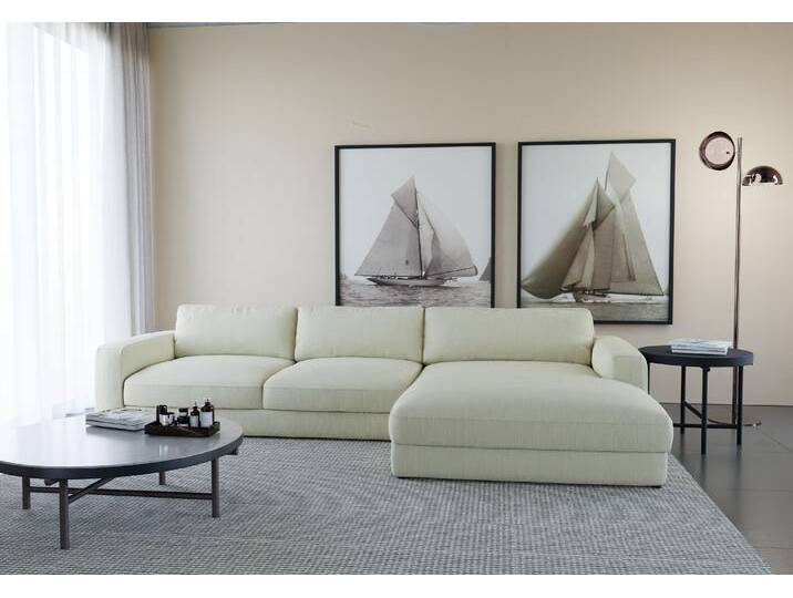 Ecksofa PLACES OF STYLE Bloomfield, bequem und elegant, OTTOs Choice, Breite 303cm, L-Form , beige (cannoli cream), B:303cm H:84cm T:176cm, 88% Polyester 12% Nylon, Sofas, wahlweise mit Bettfunktion und Bettkasten, Topseller von BAUR