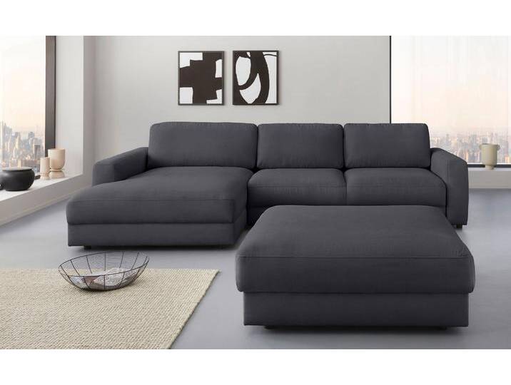 Ecksofa PLACES OF STYLE Bloomfield, bequem und elegant, OTTOs Choice, Breite 303cm, L-Form , grau (graphite), B:303cm H:84cm T:176cm, 92% Polyester 8% Nylon, Sofas, wahlweise mit Bettfunktion und Bettkasten, Topseller von BAUR