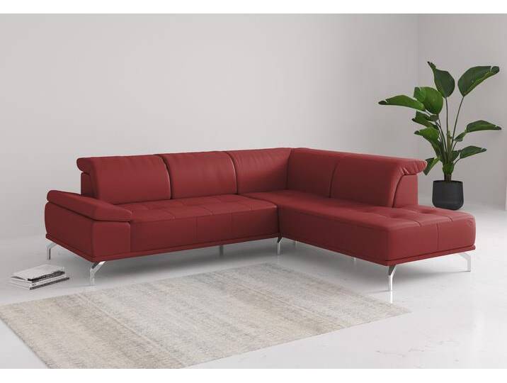 Ecksofa PLACES OF STYLE Caluna , rot (feuerrot), B:274cm H:81cm T:235cm, Sofas, Inkl.Sitztiefenverstellung, wahlweise mit Kopf- und Armteilverstellung von BAUR