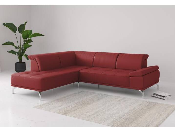 Ecksofa PLACES OF STYLE Caluna , rot (feuerrot), B:274cm H:81cm T:235cm, Sofas, Inkl.Sitztiefenverstellung, wahlweise mit Kopf- und Armteilverstellung von BAUR