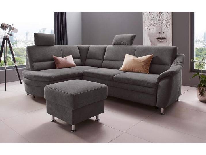Ecksofa PLACES OF STYLE Cardoso L-Form , grau, B:250cm H:90cm T:175cm, Struktur imprägniert (100% Polyester), Luxus-Microfaser ALTARA NUBUCK (100% Polyester), Struktur (52% Polyester, 35% Polyacryl, 13% Baumwolle), Luxus-Microfaser weich (90% Polyester, 10% Polyamid), Sofas, Federkern, wahlweise mit Bett, Schubkasten von BAUR