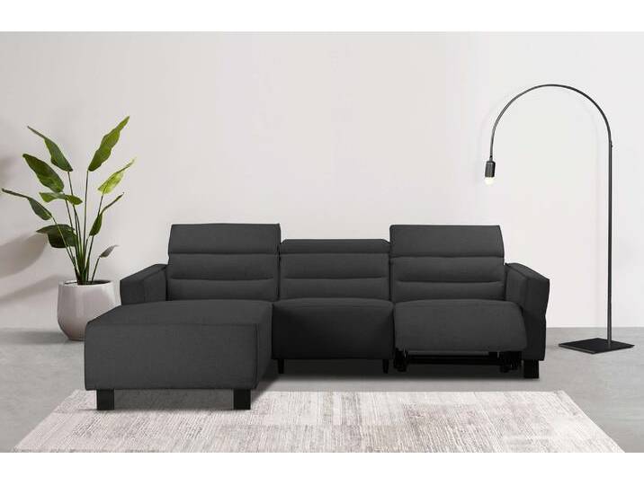 Ecksofa PLACES OF STYLE Carpari, L-Form, 263 cm, manuelle o. elektrische Relaxfunktion , grau (anthrazit), B:263cm H:97cm T:179cm, Sofas, USB A/C und Kopfteilverstellung von BAUR
