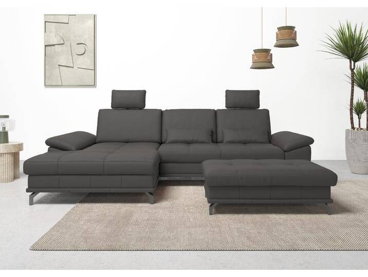 Ecksofa PLACES OF STYLE Costello L-Form, B: 301 cm mit Sitztiefen-, Armteilverstellung & , braun (mokka), B:301cm H:89cm T:176cm, Luxus-Microfaser (90% Polyester, 10% Polyamid);Samtoptik (100% Polyester), Sofas, 3 Nierenkissen, optional Bettfunktion & Bettkasten, Topseller von BAUR