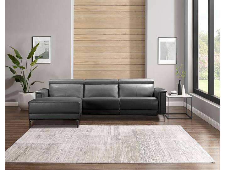 Ecksofa HOME AFFAIRE Lund, L-Form, 261cm, man. o. elektr. Relaxfunktion (mit USB-A) , schwarz, B:261cm H:97cm T:179cm, Echtleder 100% Echtleder, Kunstleder 100% Polyurethan, Sofas, und Kopfteilverstellung von Home-affaire