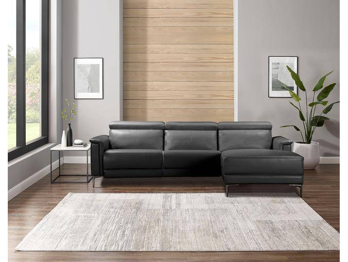 Ecksofa HOME AFFAIRE Lund, L-Form, 261cm, man. o. elektr. Relaxfunktion (mit USB-A) , schwarz, B:261cm H:97cm T:179cm, Kunstleder 100% Polyurethan, Sofas, und Kopfteilverstellung von Home-affaire