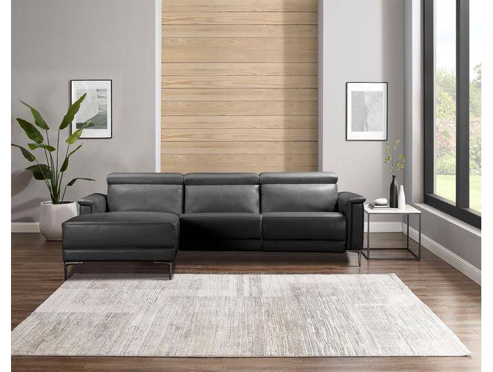 Ecksofa HOME AFFAIRE Lund, L-Form, 261cm, man. o. elektr. Relaxfunktion (mit USB-A) , schwarz, B:261cm H:97cm T:179cm, Kunstleder 100% Polyurethan, Sofas, und Kopfteilverstellung von Home-affaire