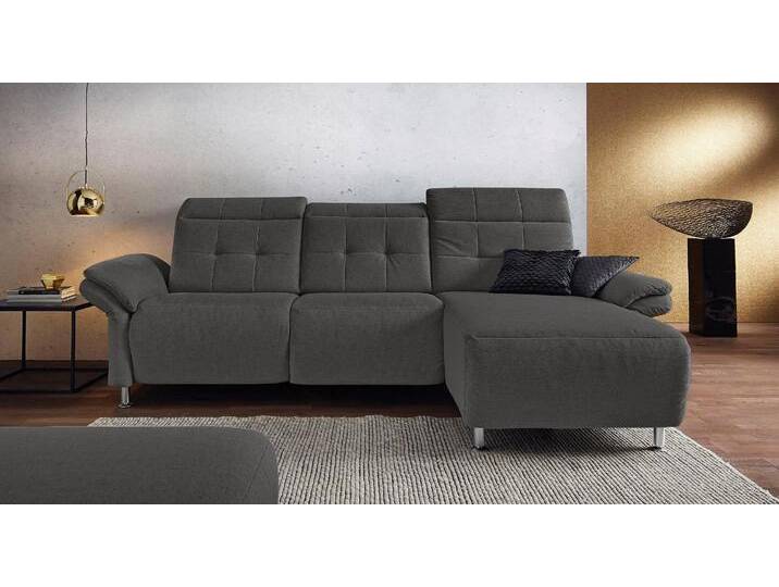 Ecksofa PLACES OF STYLE Manhattan L-Form , grau, B:270cm H:102cm T:168cm, Kunstleder SOFTLUX;Flachgewebe (100% Polyester);Struktur (100% Polyester), Sofas, Ecksofa, 2 Sitze mit elektrischer Relaxfunktion, verstellbare Armlehnen von BAUR