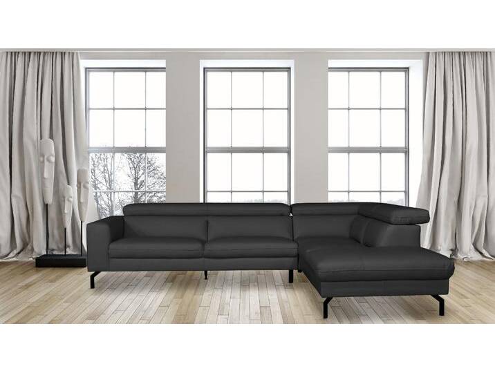 Ecksofa PLACES OF STYLE Olanta, modern und bequem, Breite 305cm, Fuß 16cm hoch, L-Form , schwarz, B:305cm H:76cm T:233cm, Bezug: Luxus-Mikrofaser (100%Polyester), Bezug: NaturLEDER, Sofas, mit verstellbaren Kopfstützen von BAUR