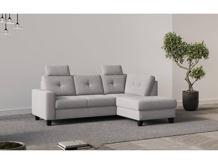 Ecksofa PLACES OF STYLE Varese , silber, B:226cm H:91cm T:170cm, 90% Polyester 10% Polyamid, Sofas, wahlweise mit Bettfunktion und Bettkasten von BAUR