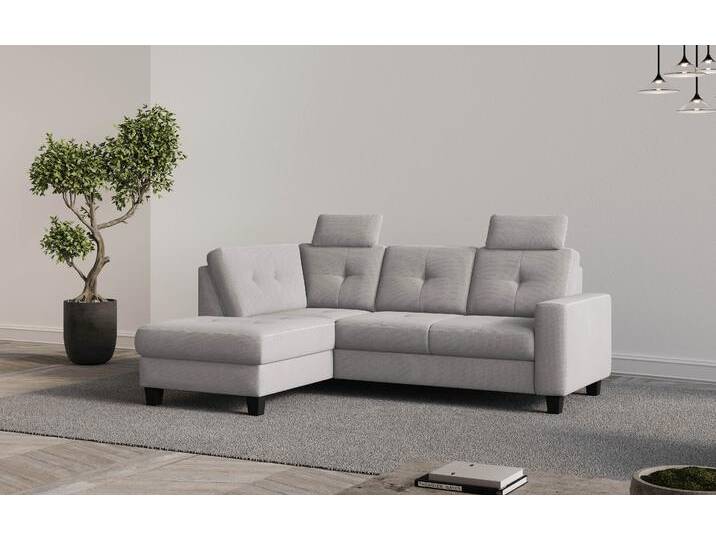 Ecksofa PLACES OF STYLE Varese , silber, B:226cm H:91cm T:170cm, 90% Polyester 10% Polyamid, Sofas, Kreuznaht in beige von BAUR