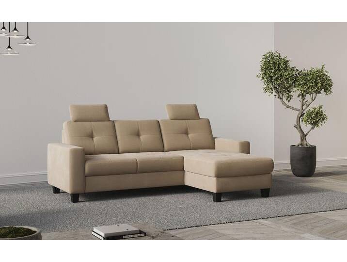 Ecksofa PLACES OF STYLE Varese , braun (macciato), B:239cm H:91cm T:164cm, 100% Polyester, Sofas, wahlweise mit Bettfunktion und Bettkasten von BAUR