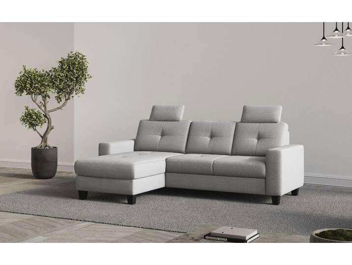 Ecksofa PLACES OF STYLE Varese , grau (hellgrau), B:239cm H:91cm T:164cm, 95%Polyester 5%Polyamid, Sofas, wahlweise mit Bettfunktion und Bettkasten von BAUR