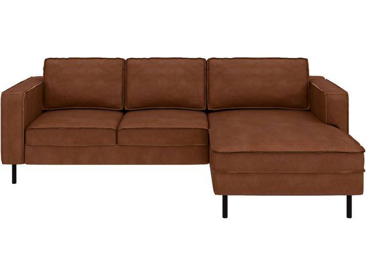 Ecksofa PLACES OF STYLE Watkins, wahlweise mit Schlaffunktion/Bettkasten, moderne offene Naht , braun (cognac), B:232cm H:81cm T:161cm, 50% Leder, 40% Polyester, 10% Polyamid;Backing 60% Leder, Sofas, Recamiere beidseitig montierbar, L-Form, Breite 232 cm von BAUR