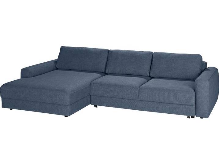 Ecksofa TRENDMANUFAKTUR Bourbon II, hoher Sitzkomfort, extrabreite Recamiere für Relaxkomfort , blau (blau horizon), B:303cm H:84cm T:176cm, 100% Polyester, Sofas, wahlweise mit Bettfunktion und Bettkasten, zeitlos und elegant, L-Form von BAUR