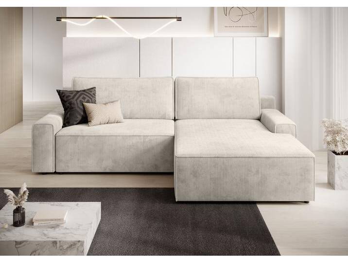 Ecksofa TRENDMANUFAKTUR Challenge, Schlafsofa mit Bettkasten, Couch in L-Form, Breite 245 cm , beige (cannoli cream), B:246cm H:98cm T:168cm, 88% Polyester / 12% Nylon, Sofas, Recamiere beidseitig montierbar, auch in trendigem Cordstoff, Topseller von BAUR
