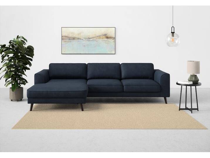 Ecksofa TRENDMANUFAKTUR Lumber Jack, elegantes Designsofa, zeitlos modern, hoher Sitzkomfort , blau (nachtblau), B:280cm H:85cm T:167cm, 100% Polyester, Sofas, wahlweise mit Bettfunktion u. Bettkasten, L-Form von BAUR